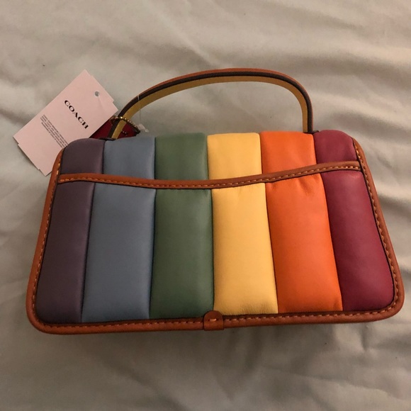 Coach Turnlock Clutch 20 with Rainbow Quilting - Picture 9 of 9